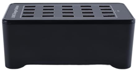 Durlo Black USB Charger, 20-port 100W/20A USB Charing Station, Power Hub for Smartphones, Tablets, E-readers, Bluetooth Headphones, Portable Speakers