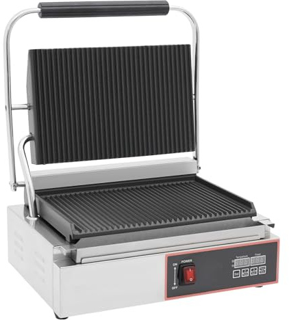 Elektrischer Kontaktgrill, 2200W Gewerblicher Panini-Grill Einstellbare Temperatur 50°C-300°C, Toaster Sandwichtoaster für den Einsatz in Hotelrestaurants Cafés