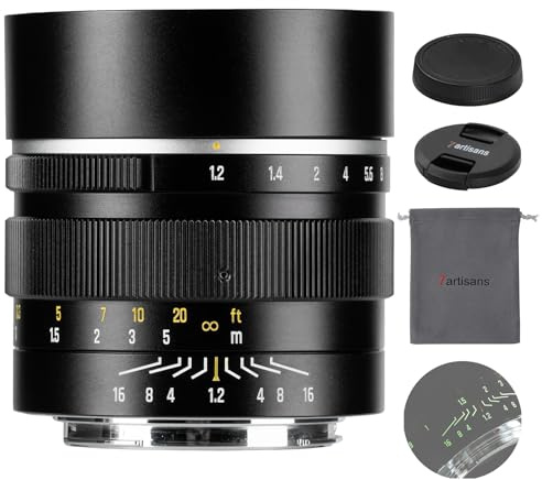 7Artisans 50mm F1.2 für FX-Mount Objektiv, APS-C manueller Fokus, kompatibel mit Fuji X-Mount H/T/T30/S/E/A-Serie Fuji X-E2 Fuji X-T2 X-T30 X-T50