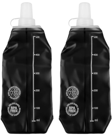 Lotsdonxia 2-Pack 500ml Collapsible Soft Flask Water Bottles for Running Vest – Ultra-Lightweight, Leakproof TPU Hydration for Hiking, Cycling & Sports