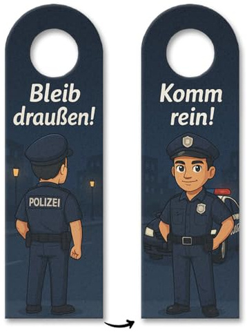 Polizisten Cartoon Bleib draußen! Komm rein! Türhänger Lustiger Türanhänger für humorvolle Sicherheitskräfte