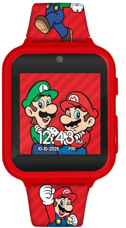 Accutime Super Mario Bros Interaktive Digitaluhr für Kinder – Touchscreen-Uhr mit Spielen, Alarm und USB-Akku
