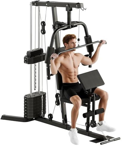 HOMCOM Multi Gym Equipment with 45kg Weight Stack for Strength Training