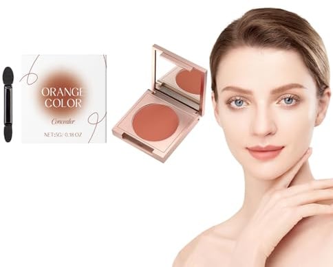 Augenpartie-Korrektur und Aufheller – Farbkorrigierende Concealer-Palette für die Augenpartie – Deckkräftiger Augenpartie-Concealer, feuchtigkeitsspendender Concealer gegen Augenringe (orange)