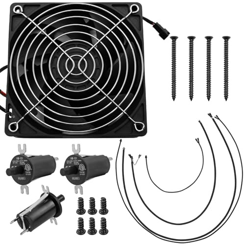 Ersatz-Lüfter, Deckel/Türschalter und Kabel-Set für Masterbuilt Gravity Series 560/800/1050 Digital Holzkohlegrill + Smoker, inklusive Teile 9904190040 Lüfter, 9904190041 Schalter, Draht-Kit