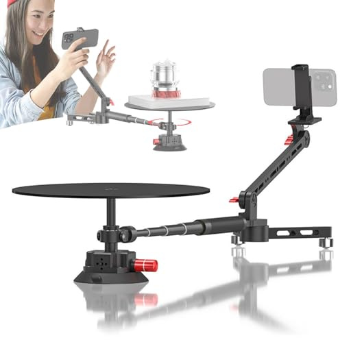 360 Camera Spinner, Photography Turntable with Extension Poles, Rotating Camera Slider for Versatile Footage Capture