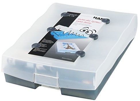 HAN Lernbox CROCO 2-6-19, einfach Vokabeln lernen mit 19 Kästchen, 1 x Bleistift, DIN A8 Karteikasten für 2.000 Karten, inkl. 100 Karteikarten, Karteibox, Archivbox, 9988-693, transluzent/grau