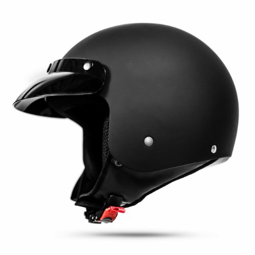 Retro Motorradhelm Oldtimer Police Helm Custom Bike ECE 2205 Größe: L 59/60cm, Schwarz matt