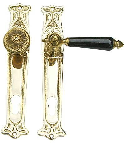 Wohnungstür Türbeschlag Jugendstil Messing poliert #13-3a-MS-72