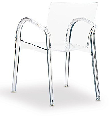 NEUERRAUM Ghost Armlehnstuhl Schickes Design Komfortables Sitzen. Abbildung in Transparent Glasklar.