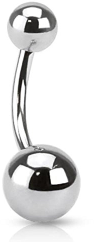 Paula & Fritz® Bauch-nabelpiercing Bananabell Bauch-Piercing Edelstahl Chirurgenstahl 316L Silber Doppelte Kugel NS-160635