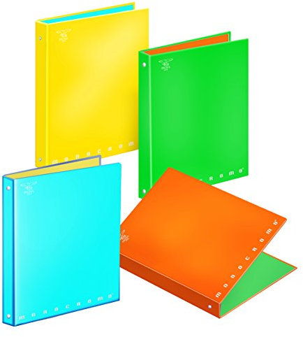 Pigna, Raccoglitore con anelli f.to A4 MONOCROMO Fluo, raccoglitori con anelli, colori fluorescenti, organizzazione Documenti, Formato 27x32 cm., 5 pezzi