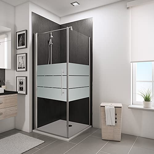 Schulte porte de douche pivotante avec paroi latérale 90 x 90 x 193 cm, aspect chromé, barre 122 cm incluse, système autolevant, verre de sécurité 5 mm décor dépoli light, largeur d'accès 79.5 cm