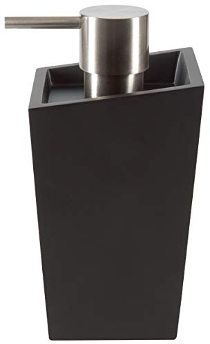 Spirella Kollektion Yoshi, Seifenspender aus Polyresin, 8,1 x 8,1 x 16 cm, Schwarz