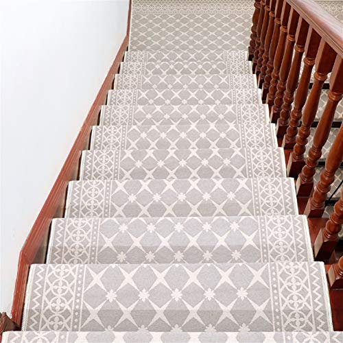 LIVEINU Moderner Stil Selbstklebend Stufenmatten Treppen Teppich Waschbar Starke Befestigung Anthrazit Treppen-Matten 30x85cm (15 Stück) Beige Rechteck