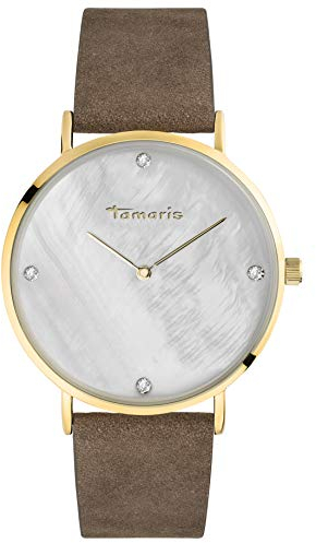 Tamaris Damen Analog Japanisches Quarzwerk Uhr mit Leder Armband TW009