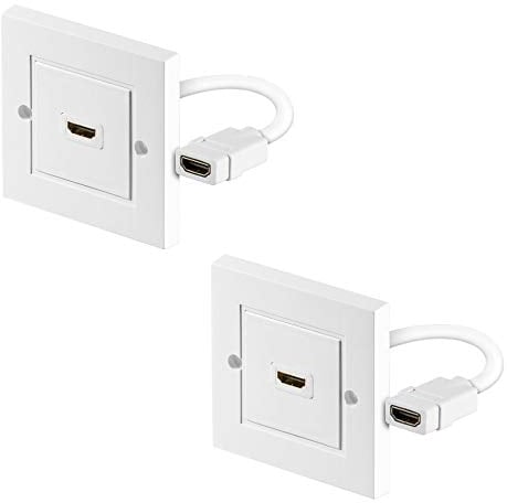 2 prises murales HDMI 4K | 1 port HDMI | HDMI 2.0b | UHD HDR | Ultra HD 2160p | Full HD 1080p | High Speed Ethernet | 3D | 1 compartiment | 2 pièces