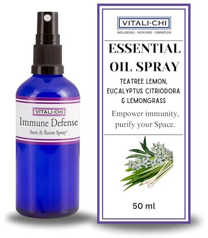 Reines ätherische Luftreinigungsspray - Immunabwehr - mit bewährten Anti-Viral Teatree Zitrone, Zitrone und Eukalyptus Citriodora (Citriodiol) Ätherische Öle - Aura & Raumspray - 50ml