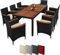 Montafox Sitzgruppe 8 Personen Poly Rattan Sitzgarnitur Akazienholz Tisch 190 x 90cm Sitzkissen 6 cm Terrasse Garten Essgruppe Schwarz Gartenmöbel Set, Farbe:Sandstrand