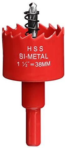 Hole Saw 38 mm, 25 mm Bi-Metal Cutting Depth HSS M 42 Hole Cutter for Cutting Wood, Plastic, Drywall, Plasterboard and Soft Metal Sheet