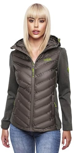 Navahoo Damen Fleece Hybrid Jacke Wanderjacke Kapuzenjacke B852 [B852-Nimm-Dunkelgrau-Gr.XL]