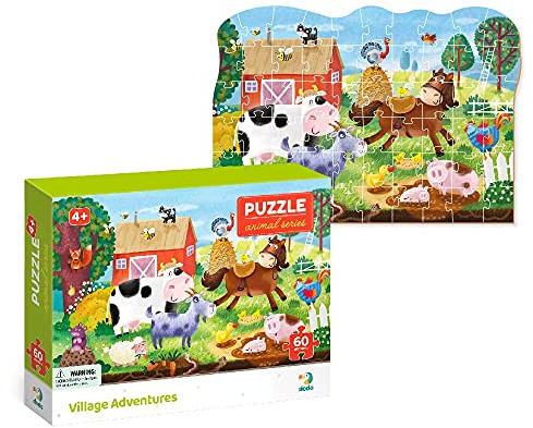 Dodo D300377 Educational Village Adventures Puzzle 60 Pieces, Various
