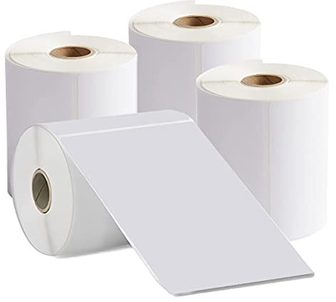 MFLABEL 4 Rolls 4” X 6”(101mm x152mm) Direct Thermal Label 250 Labels/Roll | Permanent Adhesive, White Mailing Postage Shipping Labels for Thermal Printer