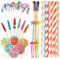 TOPBELIEF 90 Pcs Cocktail Umbrellas for Drinks, Cocktail Straws, Cocktail Accessories for Drinks, Paper Umbrella Sticks, Party Food Drink Decorations for Drinks Wedding Summer Party, Mixed Color