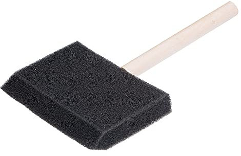 sourcing map 1 Mousse Peinture Pinceaux Biseau Bord avec Bois Poignée 12Pcs