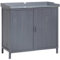 Outsunny Armario de Jardín de Madera con Mesa de Trabajo Armario de Exterior con 2 Puertas Cierre Magnético y 2 Estantes para Terraza Balcón 98x48x95,5 cm Gris