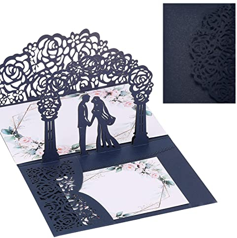 AIYONG Pop Up Karte Hochzeit, Karte zum Valentinstag, Pop-Up Karte Valentinstag, mit Blau Umschlag, Valentinstag Karte, Glückwunschkarte zur Hochzeit, Hochzeitsgeschenk, Hochzeitseinladung