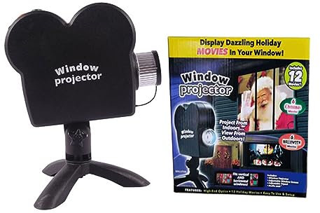 Window Projector Wonderland for Halloween Christmas, 12 Movies Festival LED Festival Projection Decoration Spotlight, with A Tripod,Black
