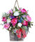 Wildflowers Door Hanging Basket Wreath, Wall Hanging Farmhouse Spring Artificial Flowers Welcome Sign for Front Door Home Porch Decor(#1)