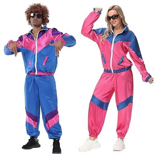 80Er Jahre Outfit Herren Damen,90Er Jahre Kostüm 80S Trainingsanzug Jogginganzug Sportanzug Erwachsene Faschingskostüme Für Mottoparty Karneval Halloween New Kids Kostüm Herren Fasching Damen Kostüm