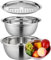 Ericetion Rallador de Cocina Multifuncional, Set de Colador 3 en 1 de Acero Inoxidable para Rallar Queso, Cortar Verduras y Lavar Frutas, con Bol para Mezclar y Escurridor (26cm)