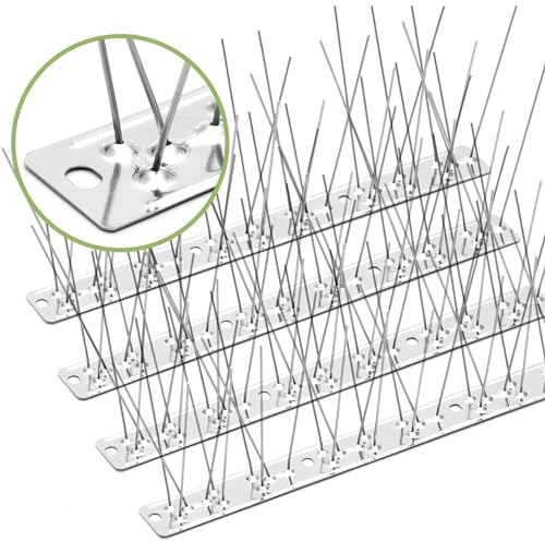 ERBO Taubenabwehr Spikes, 1 Meter Edelstahl Vogelabwehr Spikes, Taubenabwehr Vogelabwehr Balkon, 4 Elemente a 25 cm Taubenabwehr-Spikes Vogelschutz Taubenschutz