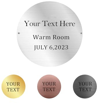 Placa de nombre personalizada, placa de nombre grabada para puerta o pared, placa personalizada para conmemoración, grabado láser y dibujo de placa de acero inoxidable (6 pulgadas, redonda)