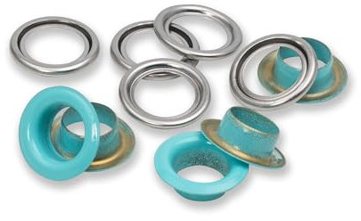 Prym 542547 542542 Ösen mit Scheiben, rot/silberfarbig, vearbeitbar mit dem Vario Creative Tool, mint, Ø 11 mm, 20 Anzahl