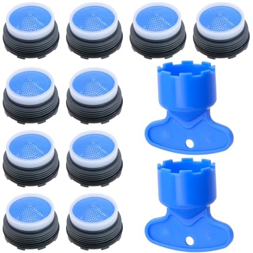 10pcs Faucet Aerator Water Saver Tap Aerator with 2 Wrenches, Faucet Strainer Kitchen Faucet Bubbler Filter Plastic Insert Water Saving Sink Flow Limiter Accessories