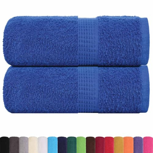 vidaXL Guest Towels - Blue - 100% Cotton - 30x50 cm - 360 gsm - 2 Pack - Multipurpose Bath, Face, Hand Gym Towels with Hanging Loop, Machine Washable, OEKO-TEX Certified