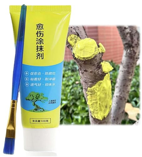 100g Tree Wound Sealer With Brush,Plant Healing Paste,Brush Tree Cut Protection,Effective Wound Agent Pruning Paste,Plant Paste For Repairing Pruned,Grafting Wax With Brush,For Pruned And Damaged