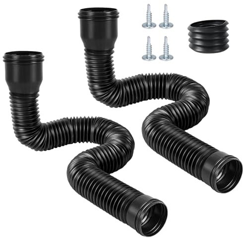 AROMUJOY Set di 2 Prolunga Flessibile per Grondaia, Prolunghe Rotonde per Tubo di Scarico da 80/100 mm, set di Connettore per Grondaia Estensione da 47 a 150 cm, Nero