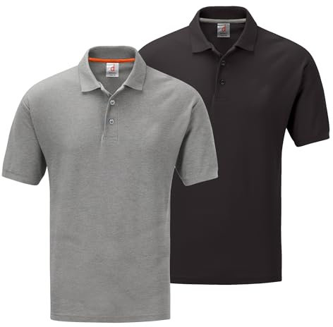 DELLMOOR Men’s Solid Polo Shirts Pack of 2, Lightweight 100% Cotton Short Sleeve Activewear Plain Polo Shirt for Men Adult, Sizes M - 5XL (UK, Alpha, 4XL, Regular, Regular, Grey, Charcoal)