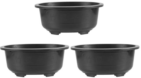 ifundom 3 Macetas Altas De Bonsái De 15 Pulgadas Ovaladas para Jardín Vivero Rectangulares para Interior De Polipropileno Color Negro