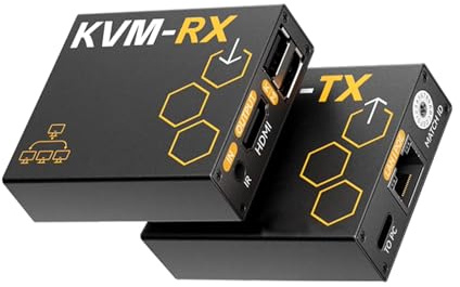 WayPonDEV KVM-RX KVM-TX HDMI Kabel Extender, ein Punkt zum Senden viele Punkte zum Empfangen, 150 Meter Übertragungsdistanz RJ45 1080P POE, für Fernsteuerung und Fernübertragung (KVM-TX&RX)