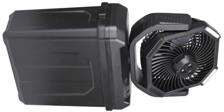 Fazvncv Ventilateur brumisateur rechargeable avec seau de 6 L télécommandé, 3 buses de brumisation, ventilateur de refroidissement extérieur alimenté par batterie pour le camping