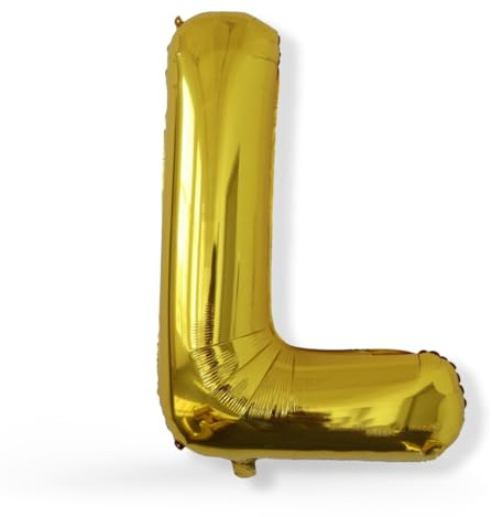 FUNXGO XXL Folienballon Buchstabe L Gold Glänzend ca. 100cm - Riesen Alphabet Ballon - Helium oder Luftfüllung - Ideal für Geburtstag, Hochzeit, Jubiläum, Party Deko & JGA - Ballon L Gold