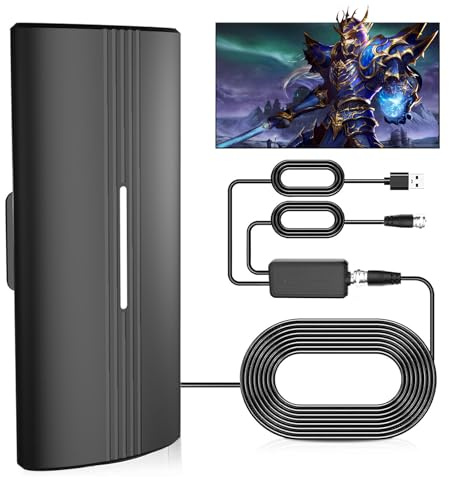 JASINPO TV Antenna Indoor Outdoor – Digital HDTV Antennas for Smart TV, Amplified Long Range OTA Reception, 4K/1080P Indoor Antenna with 36ft Coaxial Cable & Signal Booster for Local Channels