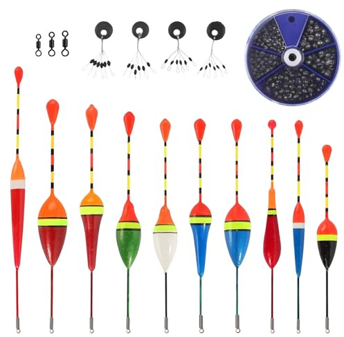 Xbessc Posen Angeln Set Angelposen Forelle Angel Schwimmer 18 Stück | Enthalten 10 Schwimmer Angeln 205 Bleischrot 3 Wirbel Angeln Angelzubehör 4 Gummistopper Angeln für Süßwasser Meeresangeln