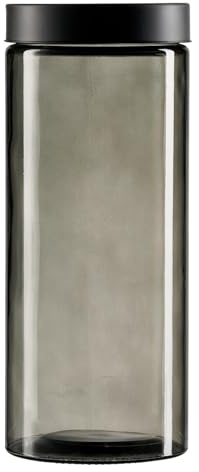 Ritzenhoff & Breker Vorratsgläser mit Edelstahl-Deckel LUMOS – 2er Set – Vorratsbehälter mit Schraubverschlussdeckel (1,7 Liter) – 11 x 11 x 22 cm – Glas – Rauchgrau
